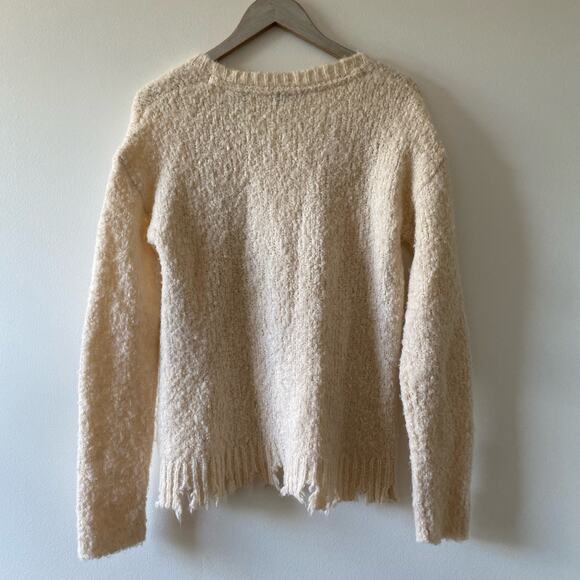 ATM ANTHONY THOMAS MELILLO Chenille Destroyed Ivory V-Neck Sweater Size Small - Picture 8 of 9